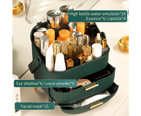 COUNTERTOP MAKE UP ORGANISER - GREEN