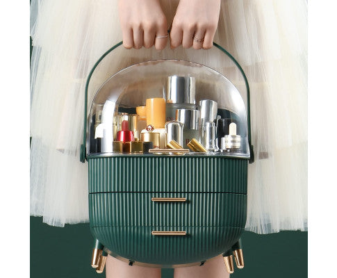 COUNTERTOP MAKE UP ORGANISER - GREEN