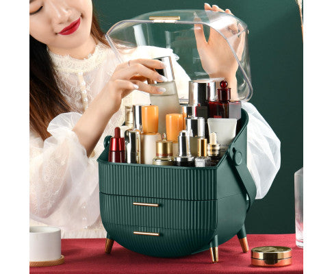 COUNTERTOP MAKE UP ORGANISER - GREEN