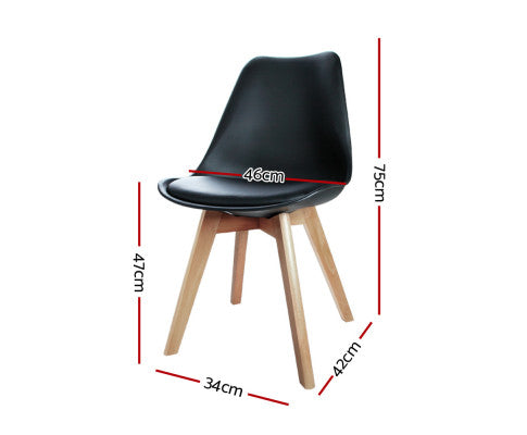 PADDED DINING CHAIR BLACK - SET OF 4