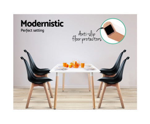 PADDED DINING CHAIR BLACK - SET OF 4