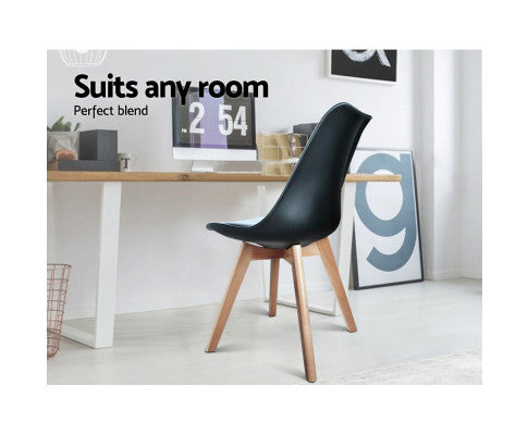 PADDED DINING CHAIR BLACK - SET OF 4