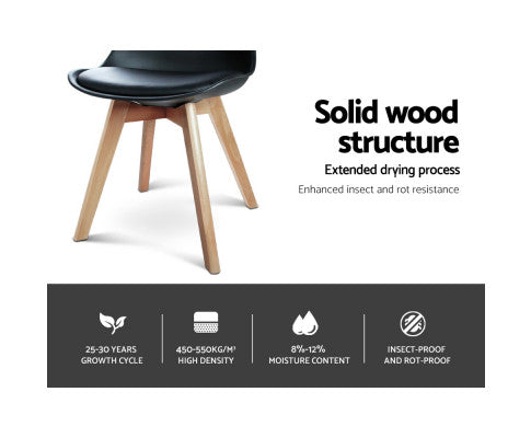 PADDED DINING CHAIR BLACK - SET OF 4