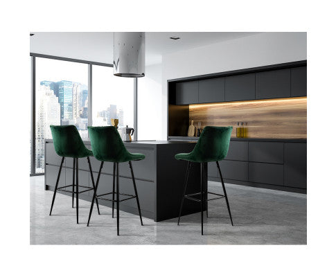 SET OF 2 VELVET BAR STOOLS - GREEN