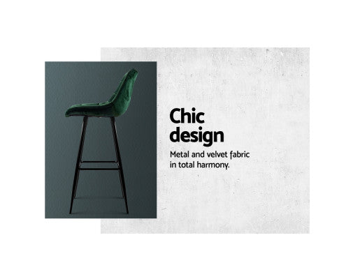 SET OF 2 VELVET BAR STOOLS - GREEN