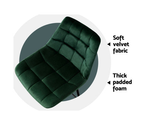 SET OF 2 VELVET BAR STOOLS - GREEN