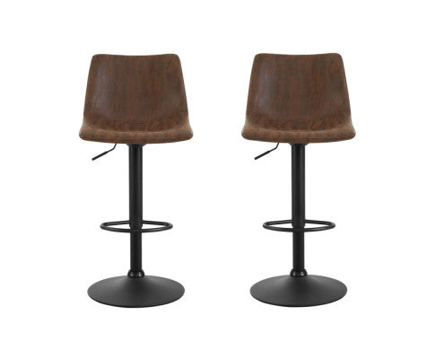 SET OF 2 BAR STOOLS GAS LIFT - BROWN