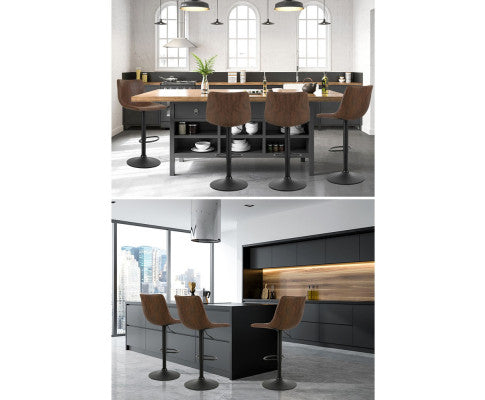 SET OF 2 BAR STOOLS GAS LIFT - BROWN