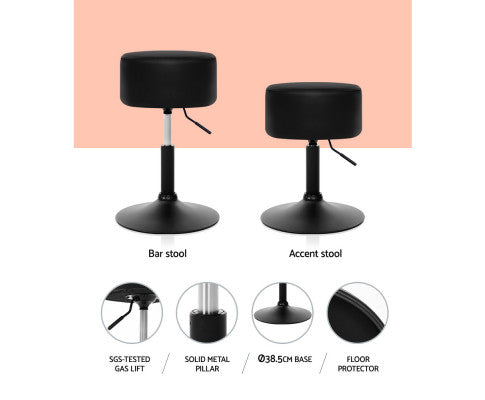 SET OF 2 PU GAS LIFT STOOLS - BLACK