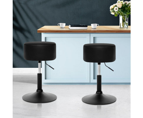 SET OF 2 PU GAS LIFT STOOLS - BLACK