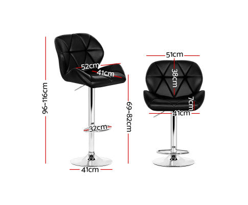 SET OF 2 BAR STOOLS - BLACK AND CHROME