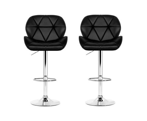 SET OF 2 BAR STOOLS - BLACK AND CHROME