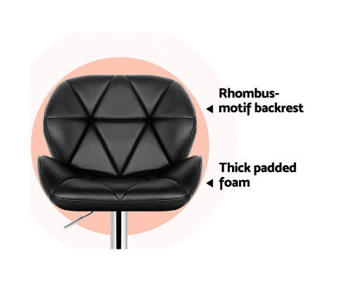SET OF 2 BAR STOOLS - BLACK AND CHROME