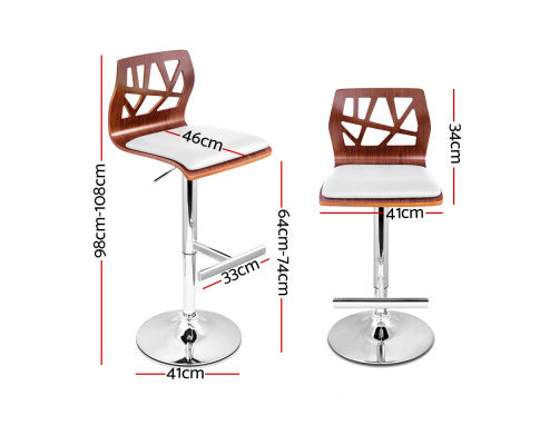 SET OF 2 WOODEN GAS LIFT BAR STOOLS