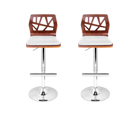 SET OF 2 WOODEN GAS LIFT BAR STOOLS