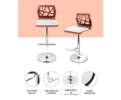 SET OF 2 WOODEN GAS LIFT BAR STOOLS