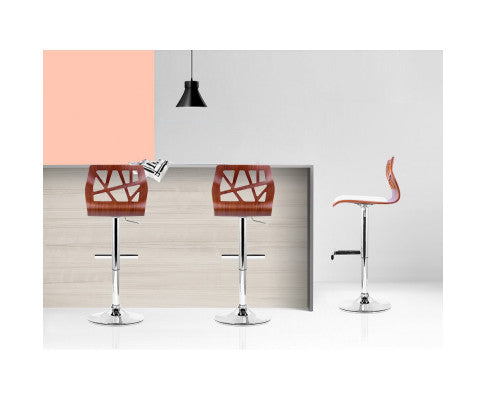 SET OF 2 WOODEN GAS LIFT BAR STOOLS