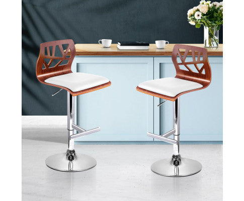 SET OF 2 WOODEN GAS LIFT BAR STOOLS