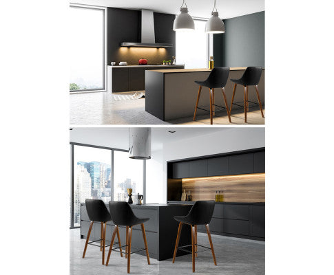 SET OF 2 BAR STOOLS DIAMOND PLEATED BLACK