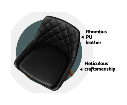 SET OF 2 BAR STOOLS DIAMOND PLEATED BLACK