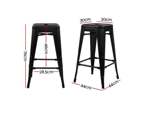 SET OF 4 REPLICA TOLIX BAR STOOLS - BLACK 76CM