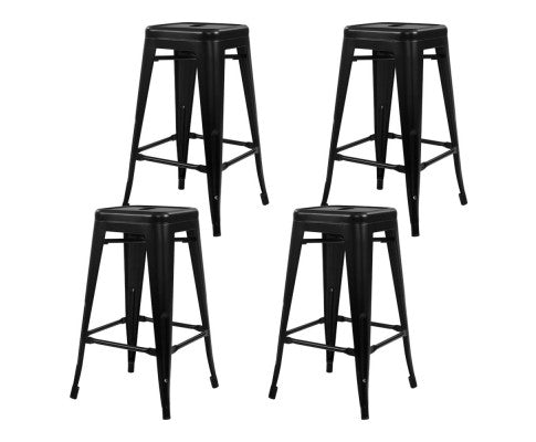 SET OF 4 REPLICA TOLIX BAR STOOLS - BLACK 76CM