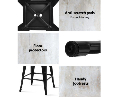 SET OF 4 REPLICA TOLIX BAR STOOLS - BLACK 76CM