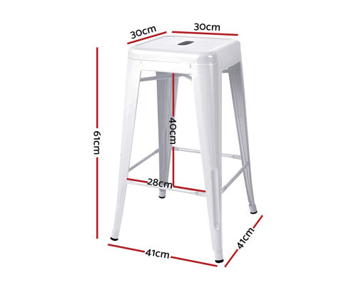 SET OF 4 REPLICA TOLIX BAR STOOLS - WHITE 61CM