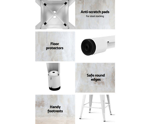 SET OF 4 REPLICA TOLIX BAR STOOLS - WHITE 61CM