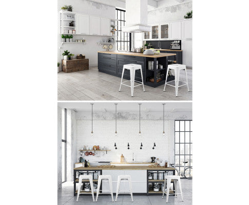 SET OF 4 REPLICA TOLIX BAR STOOLS - WHITE 61CM
