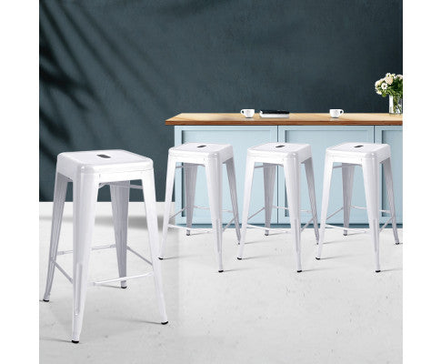 SET OF 4 REPLICA TOLIX BAR STOOLS - WHITE 61CM