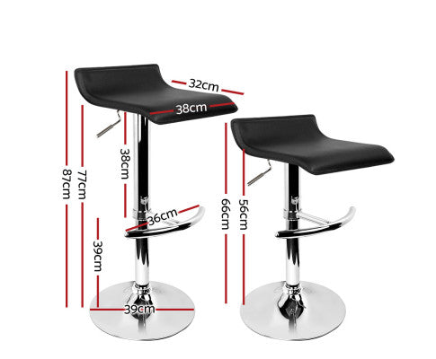 SET OF 2 WAVE STYLE BAR STOOLS - BLACK