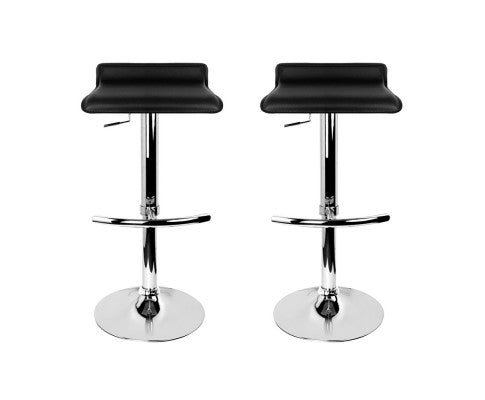 SET OF 2 WAVE STYLE BAR STOOLS - BLACK