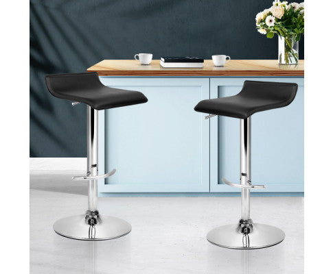 SET OF 2 WAVE STYLE BAR STOOLS - BLACK