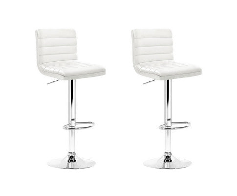 SET OF 2 PU PADDED BAR STOOLS - WHITE