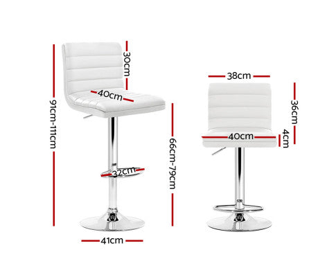 SET OF 2 PU PADDED BAR STOOLS - WHITE