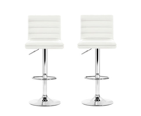 SET OF 2 PU PADDED BAR STOOLS - WHITE