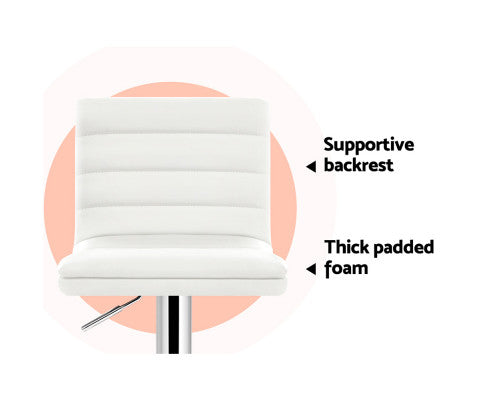 SET OF 2 PU PADDED BAR STOOLS - WHITE