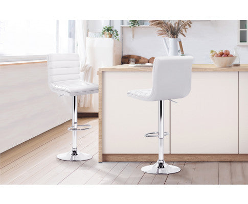 SET OF 2 PU PADDED BAR STOOLS - WHITE