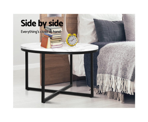 MARBLE EFFECT ROUND TABLE