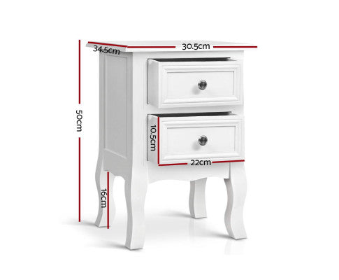 BEDSIDE TABLE NIGHT STAND FRENCH STYLE - WHITE