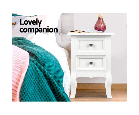 BEDSIDE TABLE NIGHT STAND FRENCH STYLE - WHITE