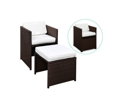 HAWAII 9PCE WICKER OUTDOOR DINING SETTING - BROWN