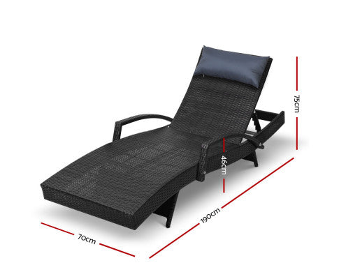 2PCE WICKER OUTDOOR SUN LOUNGE