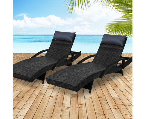 2PCE WICKER OUTDOOR SUN LOUNGE