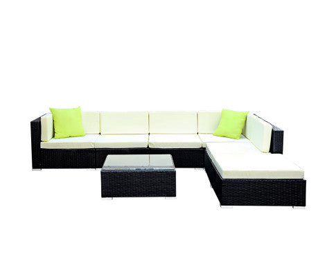 7PCE OUTDOOR WICKER GARDEN SETTING