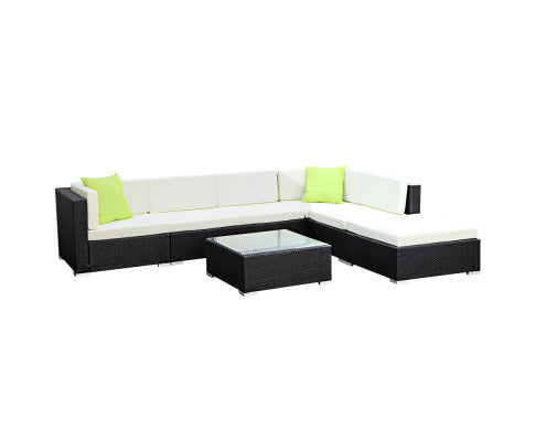 7PCE OUTDOOR WICKER GARDEN SETTING