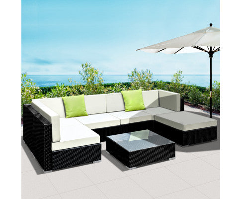 7PCE OUTDOOR WICKER GARDEN SETTING