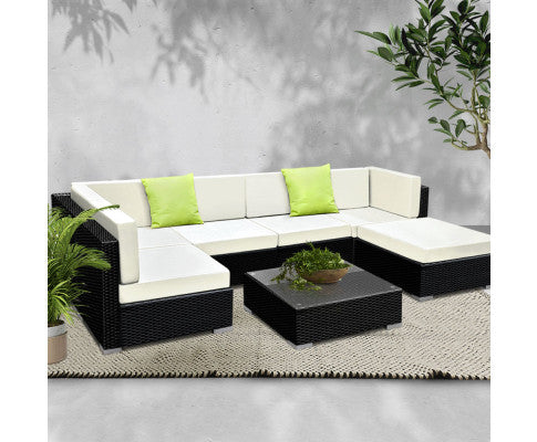 7PCE OUTDOOR WICKER GARDEN SETTING