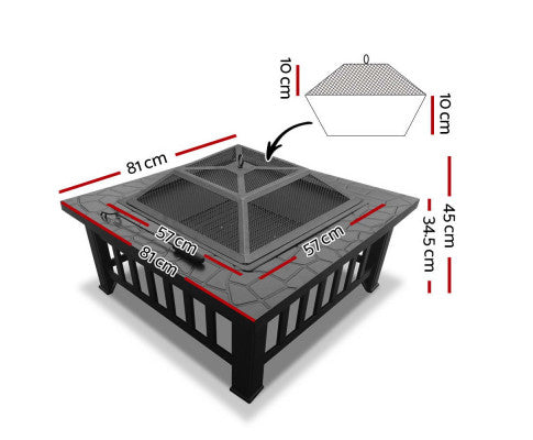 OUTDOOR FIRE PIT - BBQ GRILL STONE PATTERN